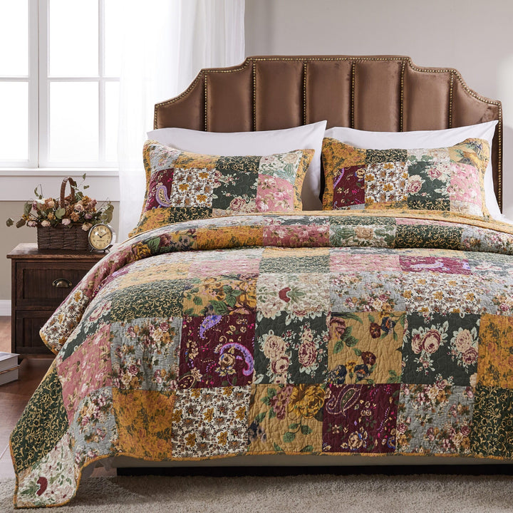 Greenland Home Patchwork-Bettwäsche-Set, 100 % Baumwolle, Patchwork-Design, Doppelbett, XL, Mehrfarb