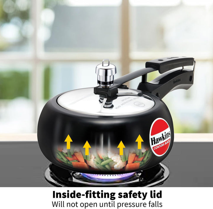 Hawkins CB20 Schnellkochtopf harteloxiert, 2 Liter, Contura Schwarz 2-Liter, 2-Liter
