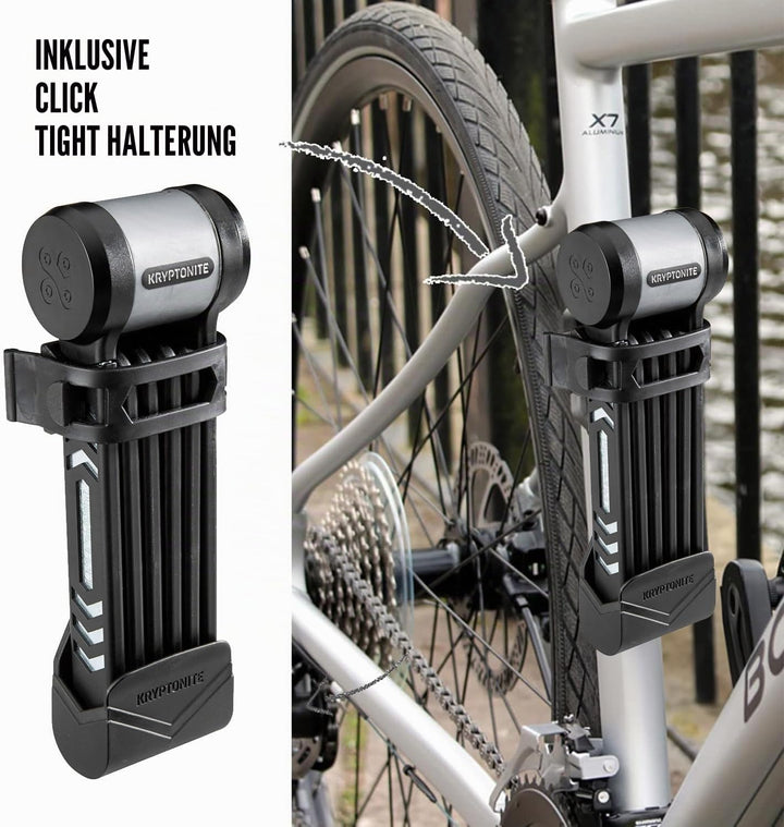 Kryptonite Kryptolok 685 Faltschloss - 85 cm, Sicherheitsgrad 6/10, Kompaktes sicheres Fahrradschlos