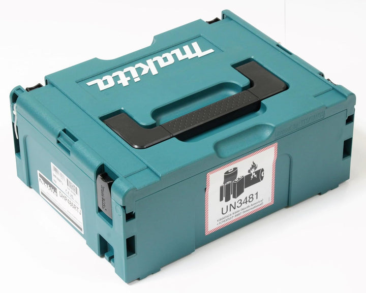 Makita DHP486RTJ Akku-Schlagbohrschrauber 18V / 5,0 Ah, 2 Akkus + Ladegerät im MAKPAC Petrol mit 2 A