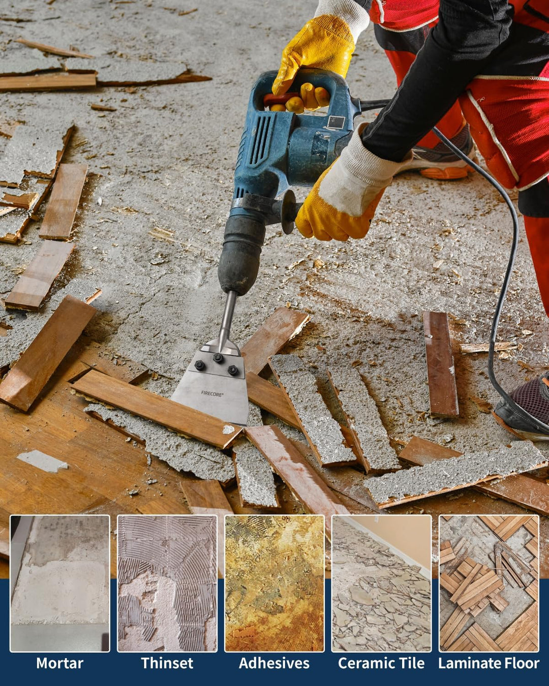 Firecore SDS Max Bodenschaber mit Ersatzspaten, Spachtelmeissel 320mm × 140mm, Meisselbits für SDS M