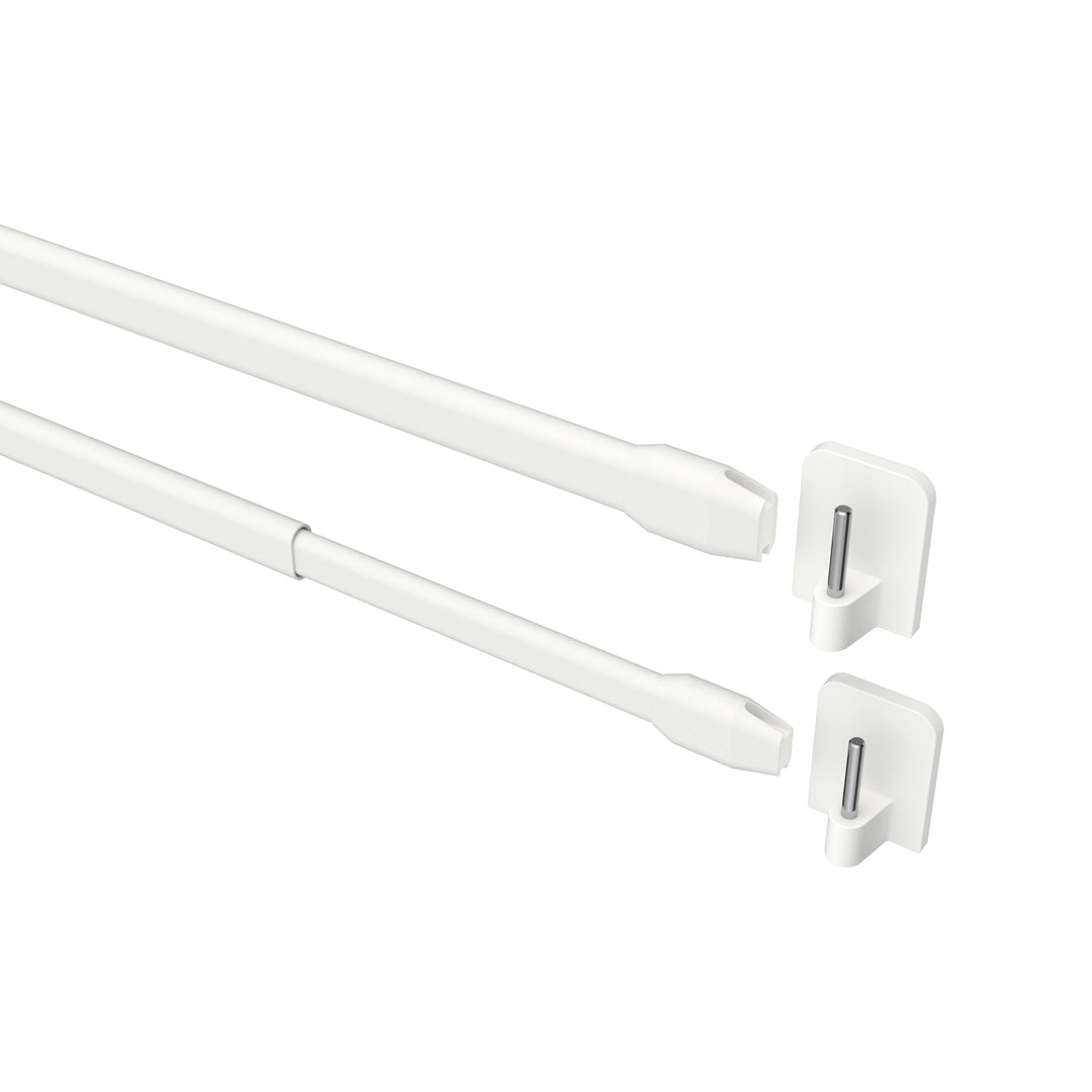 Interdeco Vitragestangen mit Klebehaken/Scheibenstangen Weiss (4 Stück), ausziehbar 30-50 cm, 30-50