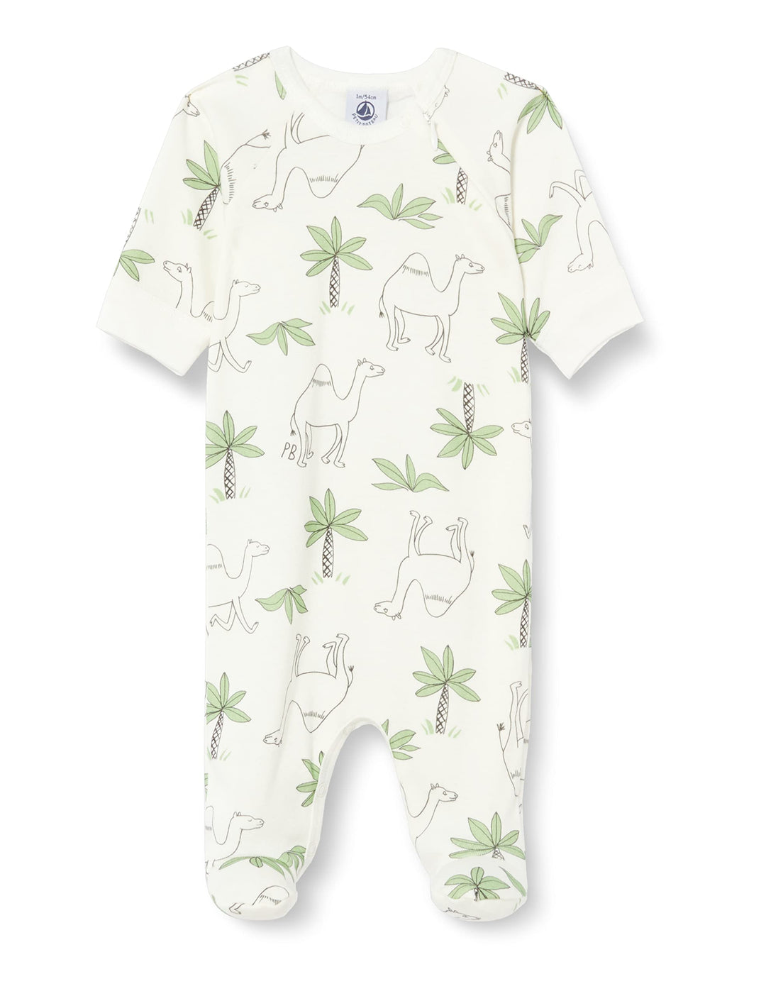 Petit Bateau Unisex Baby Schlafanzug mit Reissverschluss 18 Monate Weiss Marshmallow / Mehrfarbig, 1