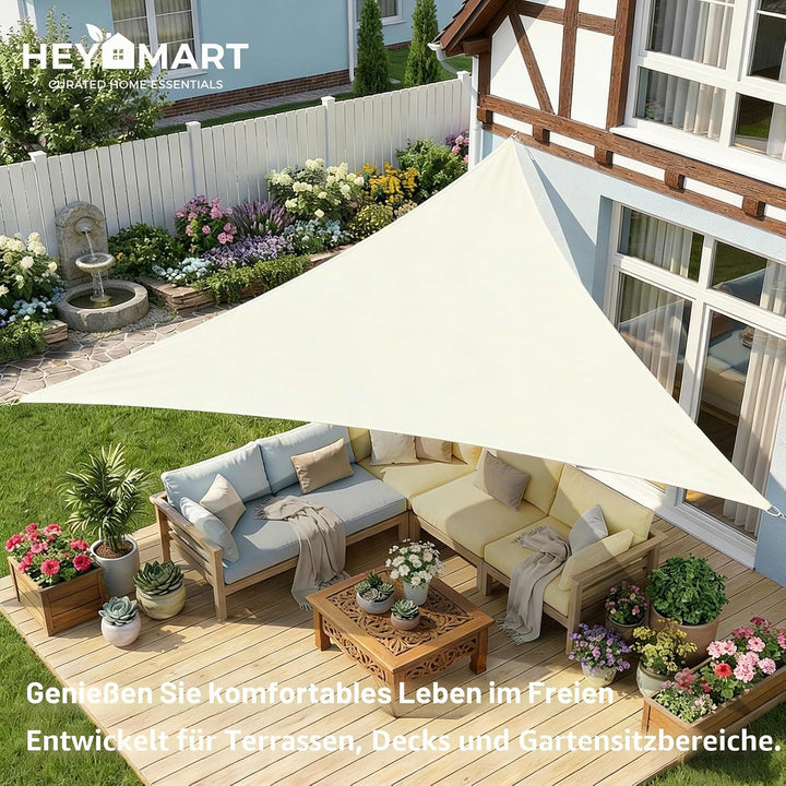 Sonnensegel Dreieck 2 x 2 x 2m Wasserdicht Sonnenschutz inkl Befestigungsseile PES Polyester mit UV