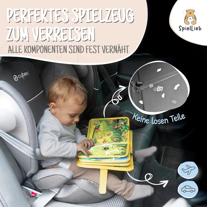 Montessori Quiet Book ab 1 Jahr - interaktives Busy Board ab 1 Jahr mit Tieren - Quiet Book &amp; Motori