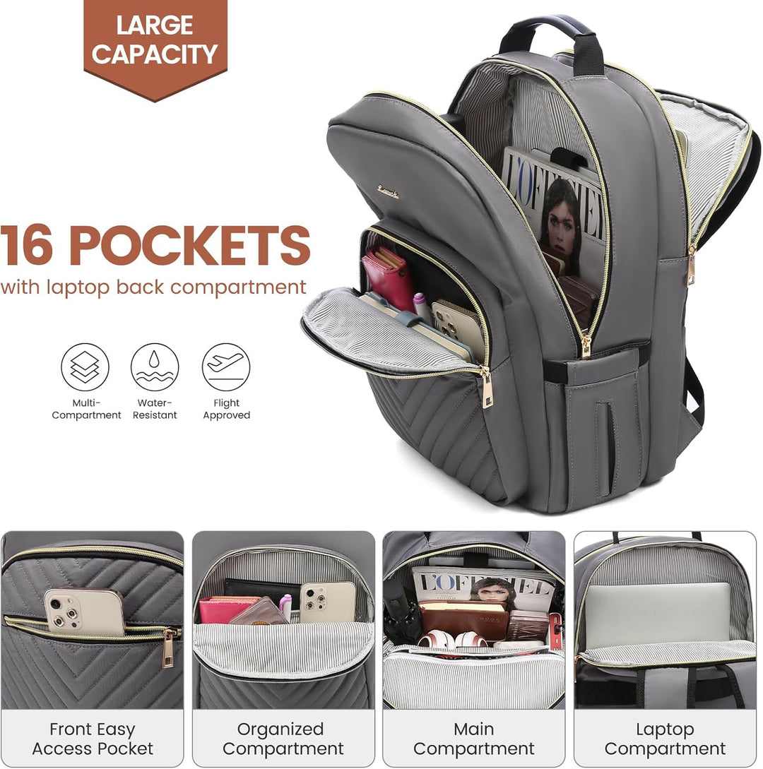 LOVEVOOK Laptop Rucksack Damen, 14 15,6 17,3 Zoll Laptoptasche Rucksack Damen Klein Wasserdicht Schu