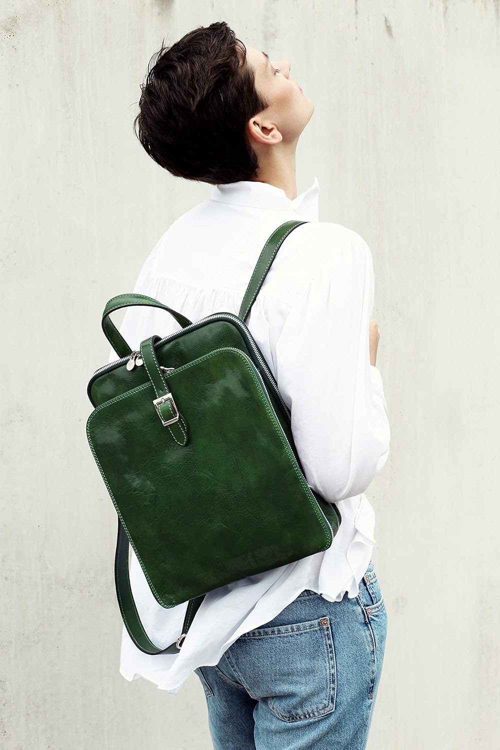 Time Resistance Lederrucksack Wandelbar zu Schultertasche - Handgemacht Tagesrucksack Rucksack bis z