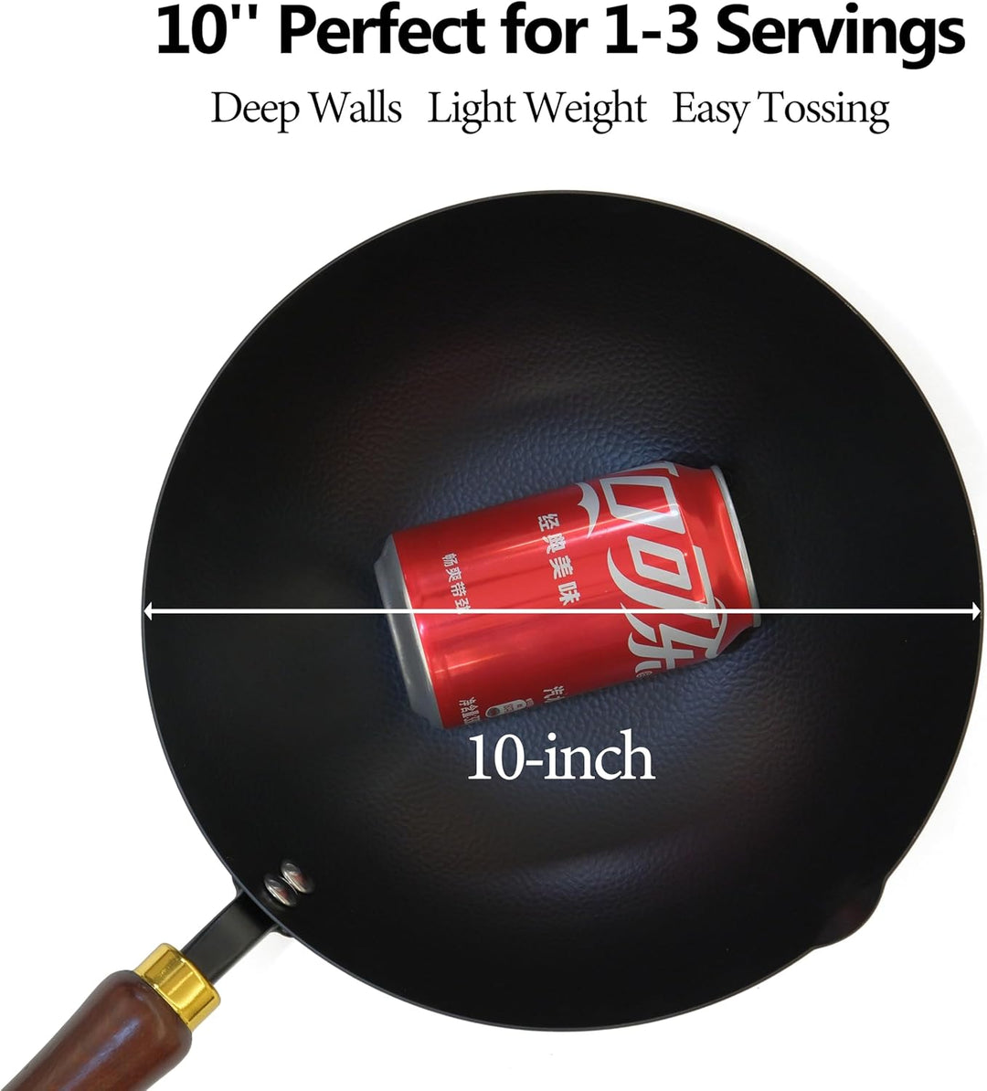 Souped Up Recipes 25,4 cm Wok aus Karbonstahl für Elektro-, Induktions- und Gasherde (Deckel und Ben
