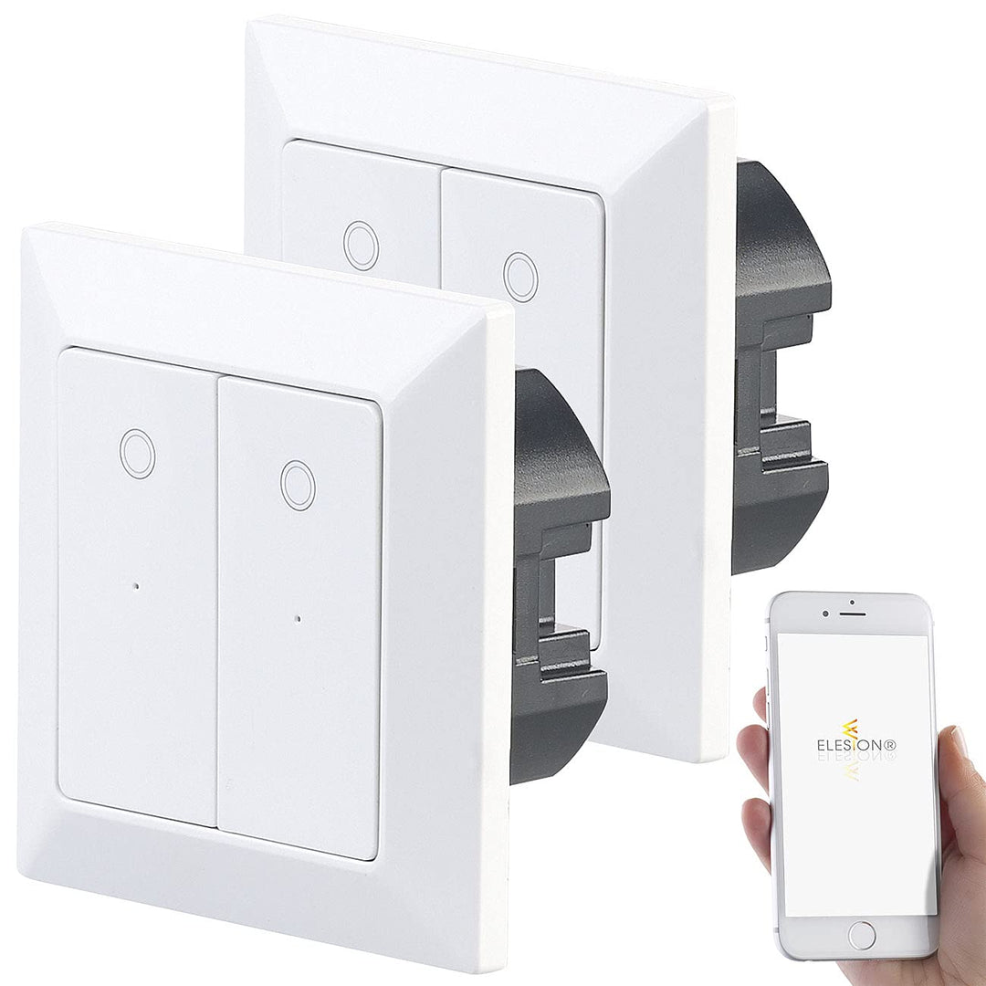Luminea Home Control WiFi Lichtschalter: 2er-Set Doppel-Lichttaster mit WLAN, App und Sprachsteuerun