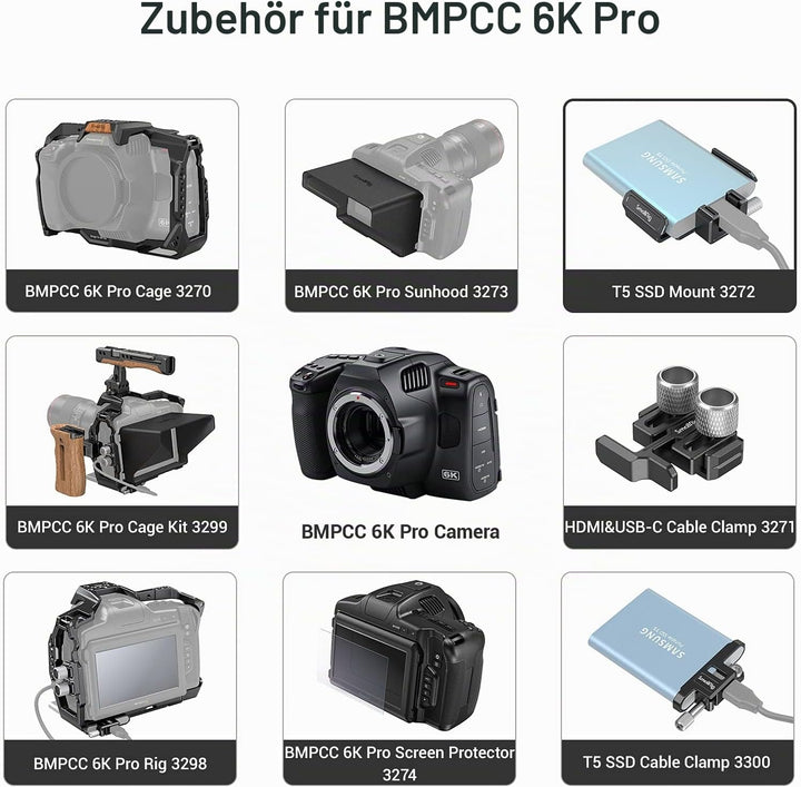 SMALLRIG SSD Halter Halterung nur für T5/T7 SSD Funktioniert für BMPCC 6K PRO Kamera und für BMPCC 6