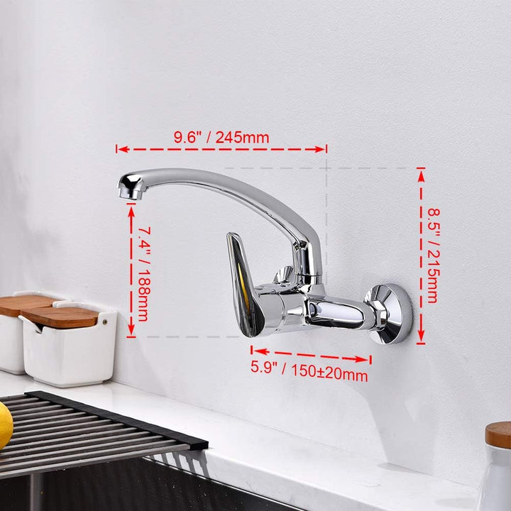 Ibergrif M16350 Roma, Wandmontage Küchenarmatur, Einhand Spültischbatterie, Wasserhahn Küche, Chrom