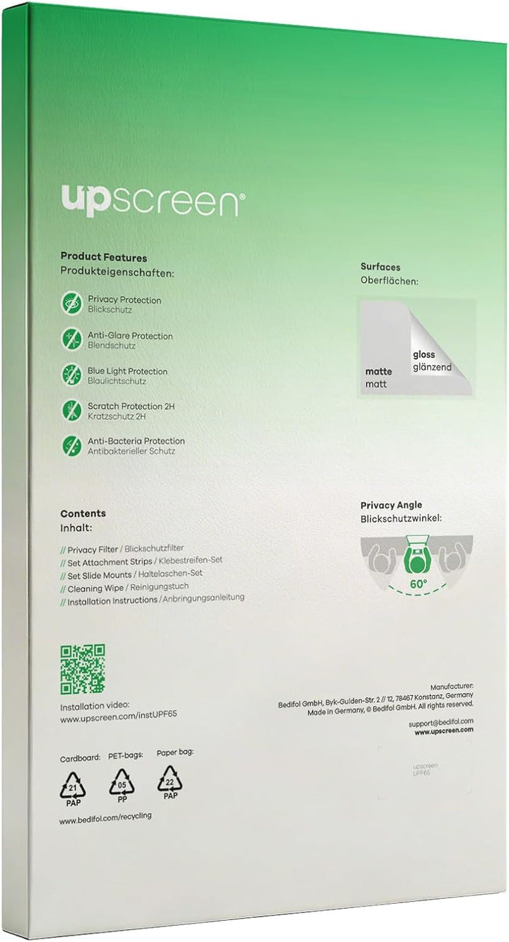 upscreen Blickschutzfilter für Lenovo ThinkPad L15 Gen 3 Privacy Filter Blickschutzfolie Sichtschutz