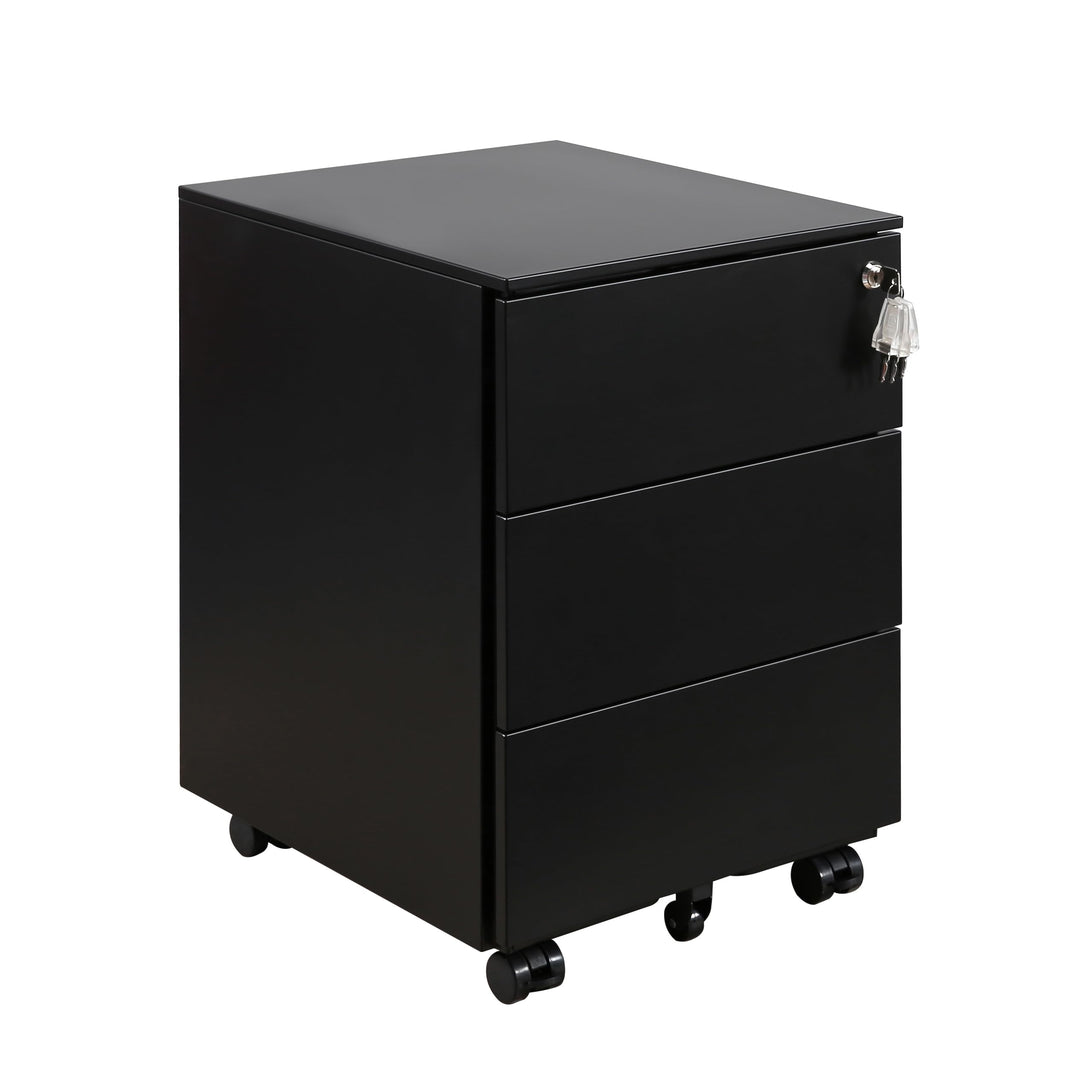 LVSTEEL Rollcontainer mit Schubladen, Mobiler Aktenschrank unter Schreibtisch, Abschliessbarer Büros
