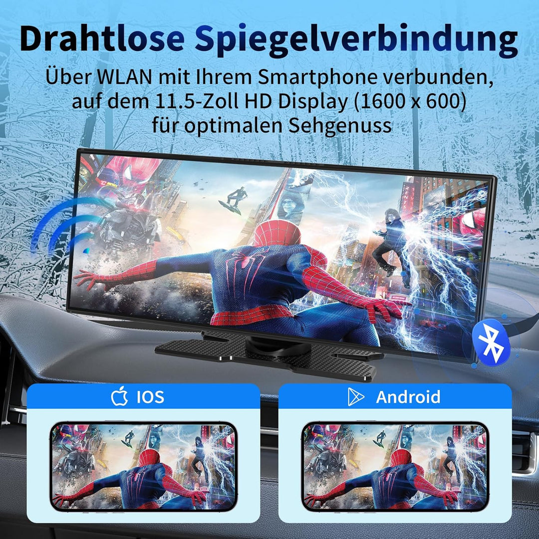 11.5 Zoll Carplay Display Android Auto Display,4K Car Play Kabelloses Carplay Android Auto Bildschir