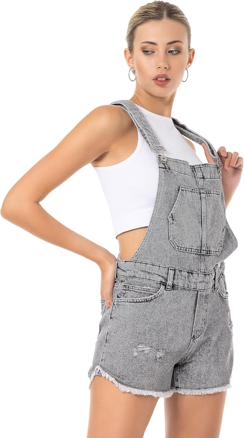 Redbridge Denim Latzhose für Damen Jeans Overall Jumpsuit 27W Grau, 27W Grau