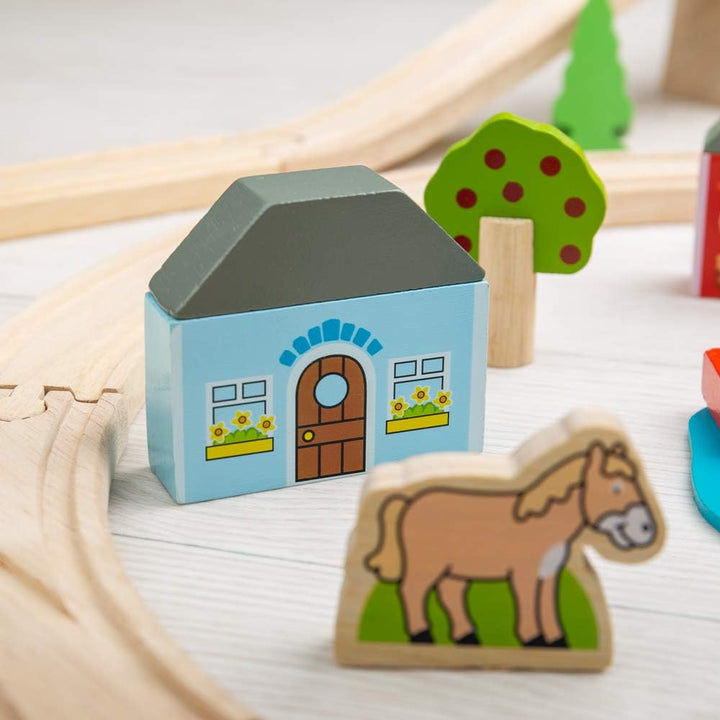 Bigjigs Rail Holzeisenbahn Set Stadt und Land