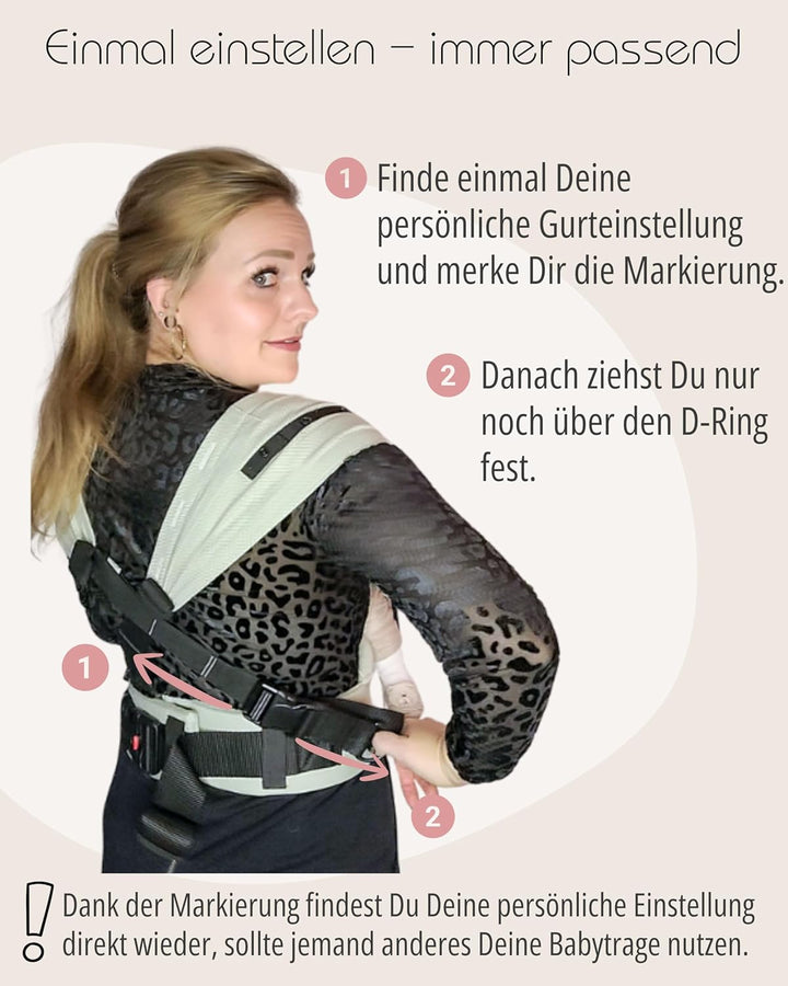 Hoppediz Babytrage Primeo, für Neugeborene ab Geburt, Bauchtrage, Rückentrage, 100% kbA-Baumwolle, E
