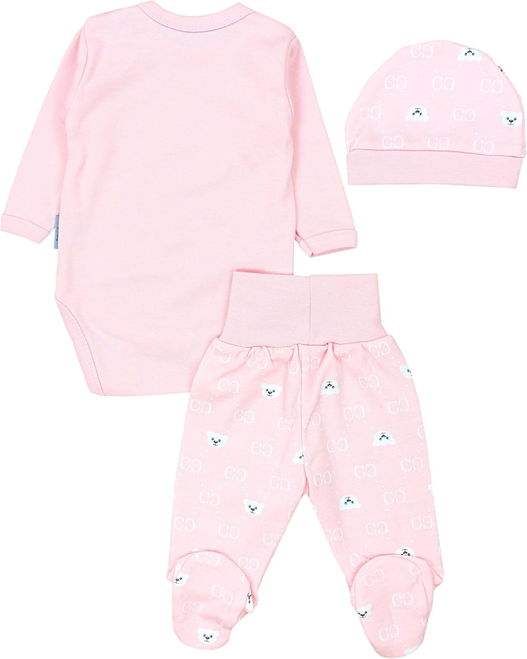 TupTam Baby Mädchen Jungen Bekleidungsset Langarmbody Hose Mütze mit Aufdruck Spruch 3 teilig 50 Bär