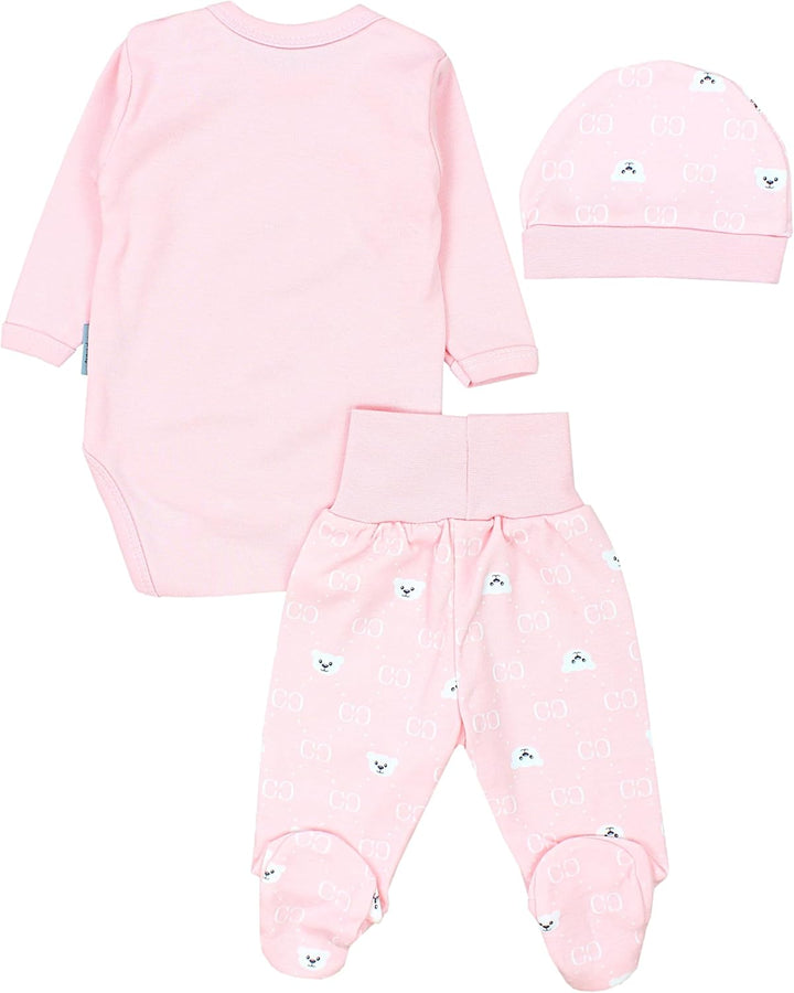 TupTam Baby Mädchen Jungen Bekleidungsset Langarmbody Hose Mütze mit Aufdruck Spruch 3 teilig 50 Bär