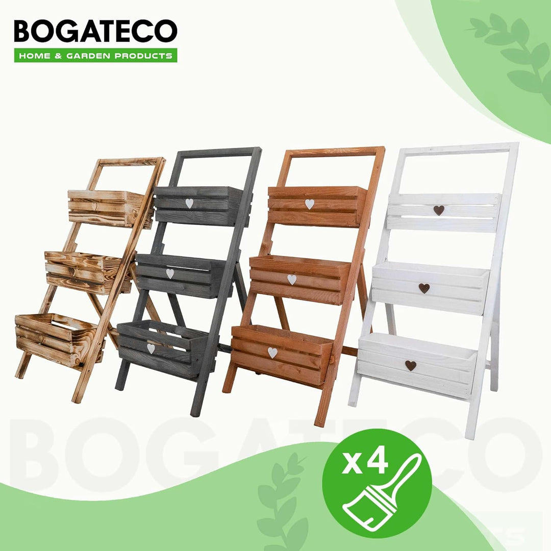 BOGATECO Set mit 3 Blumentöpfen auf einem Ständer 110cm | 3er Set Blumentopf Pflanzkübel 40x18cm | H
