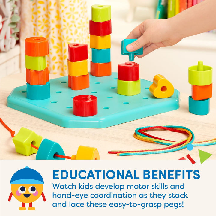 Battat – Count & Match Stecktafel – Peg Board für Kleinkinder – Stapelbares Peg Board Set – Spielzeu