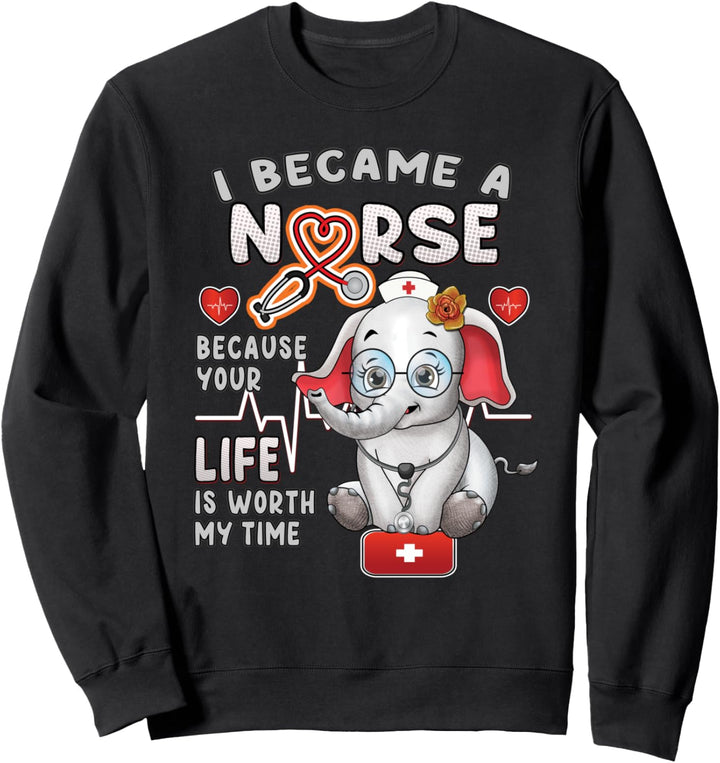Netter Elefant Kinderarzt Ich wurde eine Krankenschwester Sweatshirt