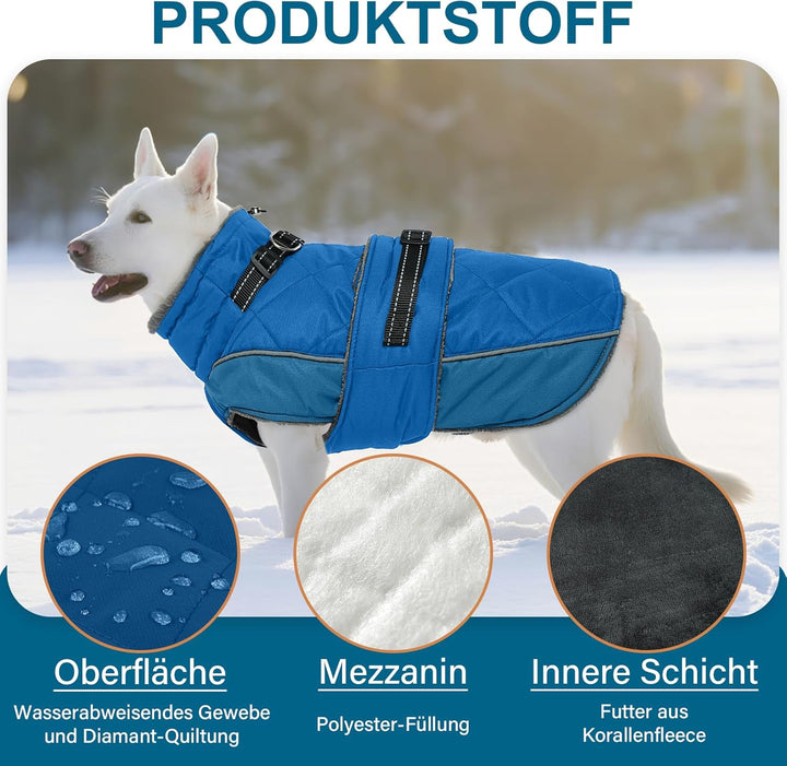 Wintermantel Hund M, Wintermantel Hunde mit Hohem Kragen, Warmer Hundejacke mit D-Ring für Cocker Sp
