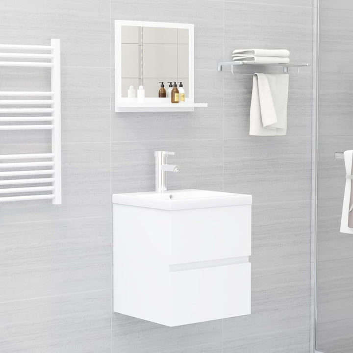 Gecheer Badspiegel mit Ablage, Wandspiegel, Badezimmerspiegel, Holzwerkstoff Weiss 40x10,5x37 cm