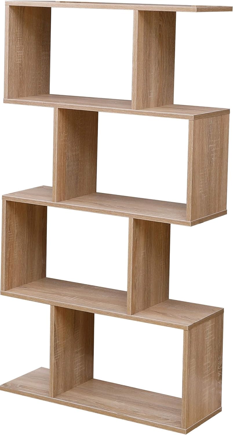 Etnicart - Bücherregal, Farbe Eiche, Büro, modern, doppelseitig, 70x23,5x127,5cm selbsttragend, Würf