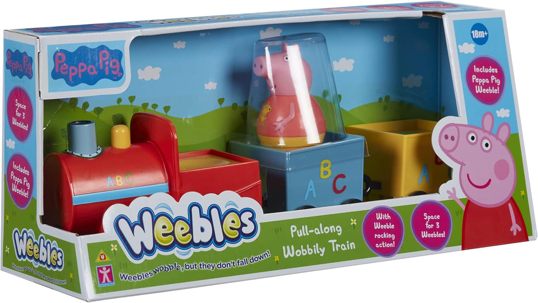 Peppa Pig Weebles Pull Along Wobbily Train, First Toy, Preschool Toy, Imaginative Play, Gift for 18