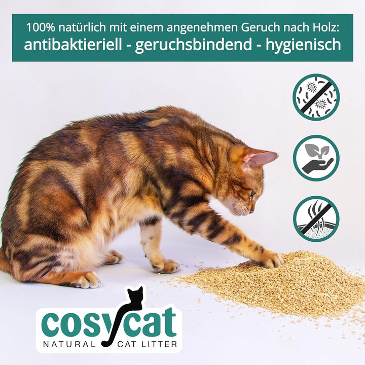 COSYCAT Klumpendes Bio-Katzenstreu aus Holz GROB [Limited Edition] – 40 l – in der Toilette entsorgb