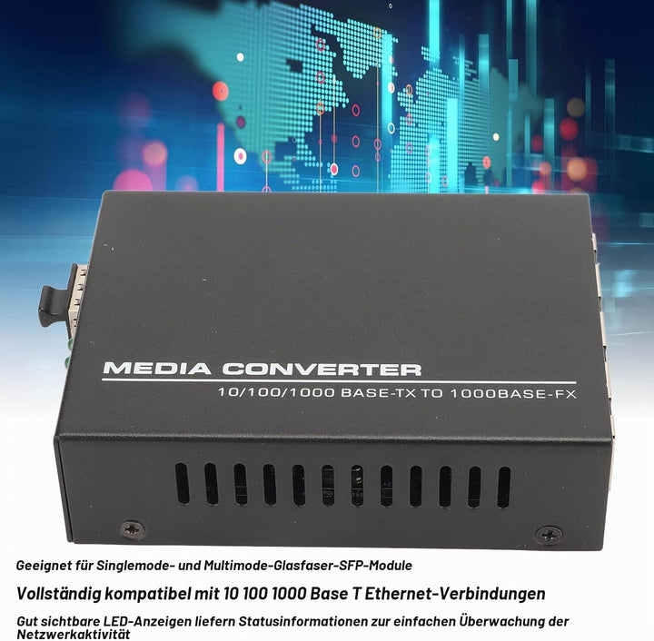 Gigabit-Ethernet-Medienkonverter, SFP-Glasfaser-auf-RJ45-Ethernet-Adapter, 1000Base auf 10/100/1000B