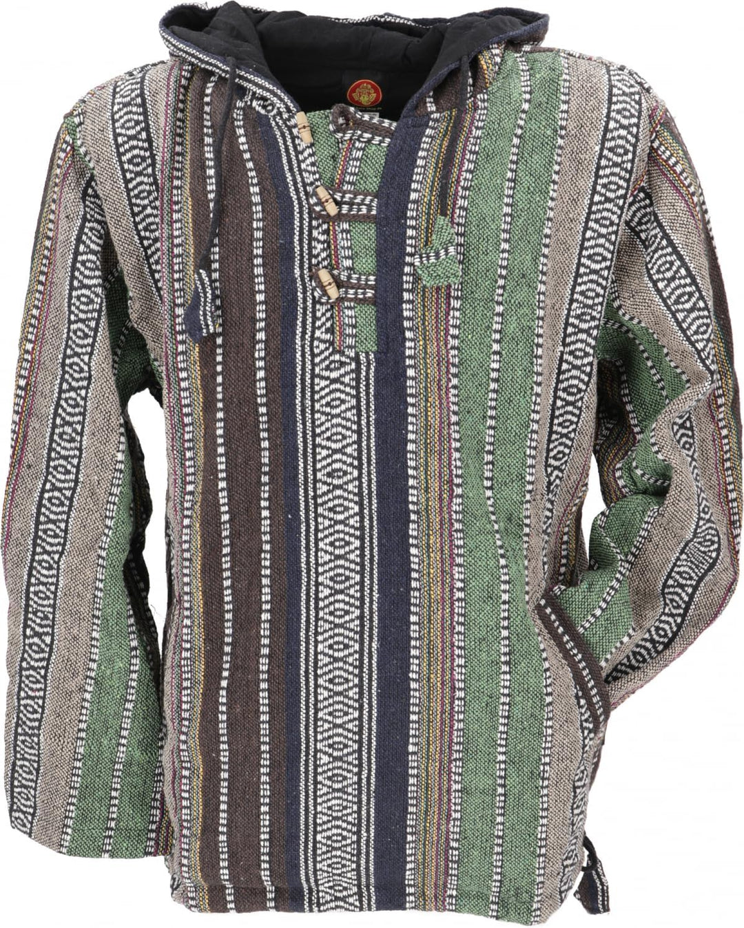 GURU SHOP Goa Kapuzenshirt, Baja Hoodie, Style Kapuzenpullover, Herren, Baumwolle S Grün, S Grün
