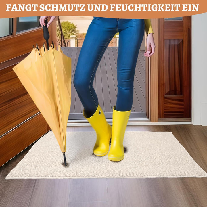 Schmutzfangmatte Innen 60 x 90 cm, Rutschfest Fussmatte Aussen und Innen, Waschbar Sauberlaufmatte T