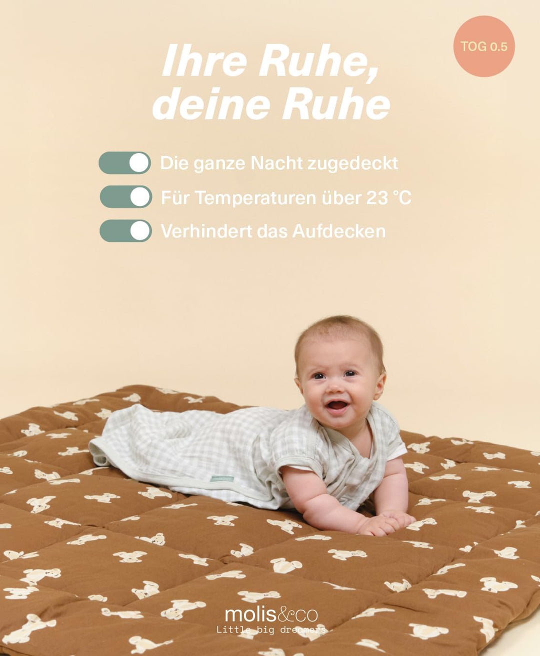 molis&co - Baby Sommerschlafsack Musselin - Sommer Baby Schlafsack 0.5 TOG - Neugeborene Babyschlafs