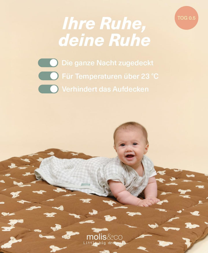 molis&co - Baby Sommerschlafsack Musselin - Sommer Baby Schlafsack 0.5 TOG - Neugeborene Babyschlafs
