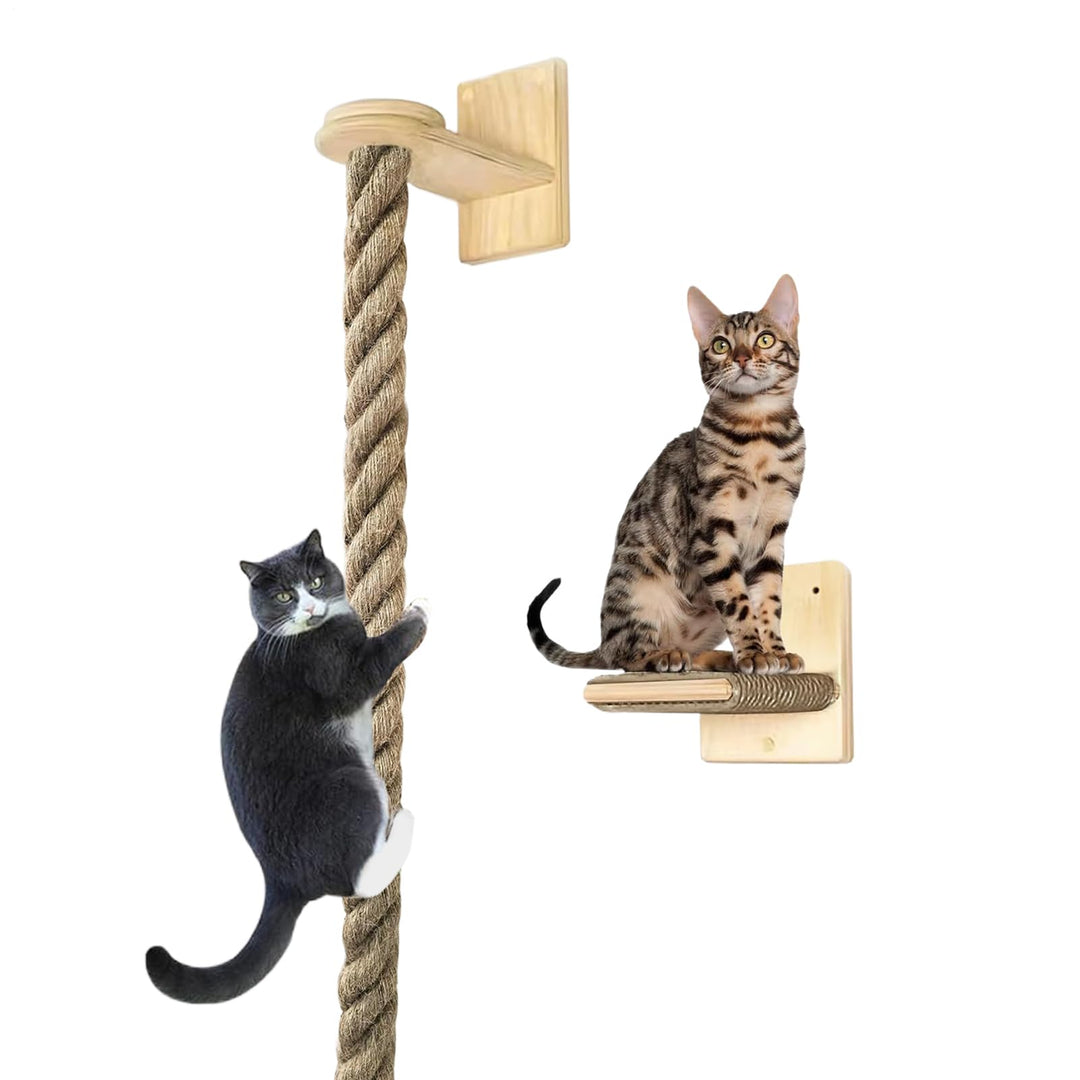 Cat Climbing Rope Kitten Tower Ladder Toy, Wall-Mounted Pet Jumping and Resting with Paw Grinding, S