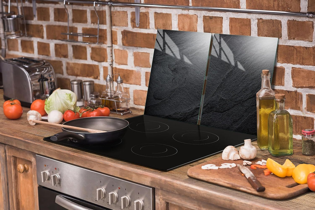 TMK ArtDeko Herdabdeckplatte 2 Teilig 30x52 + 40x52 cm - Spritzschutz Herdabdeckung – Herdschutz aus