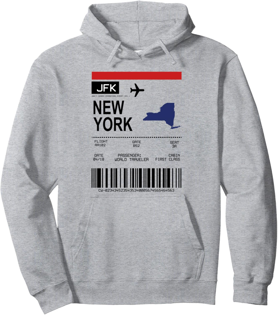 Bordkarte Flugticket New York Flughafen Passagier Fluggast Pullover Hoodie
