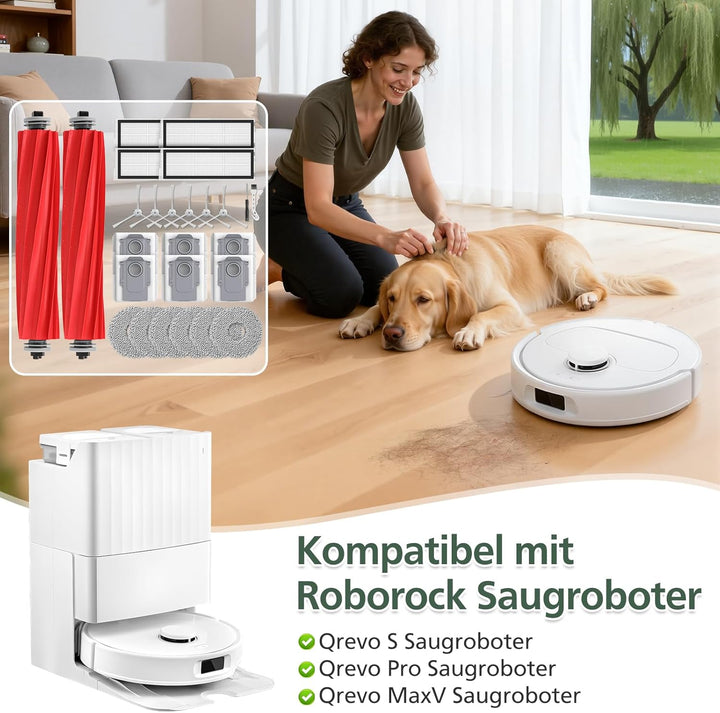 isinlive 26 Stück Zubehör Ersatzteile für Roborock Qrevo Pro/Qrevo S/Qrevo MaxV Saugroboter, 2 Rolle