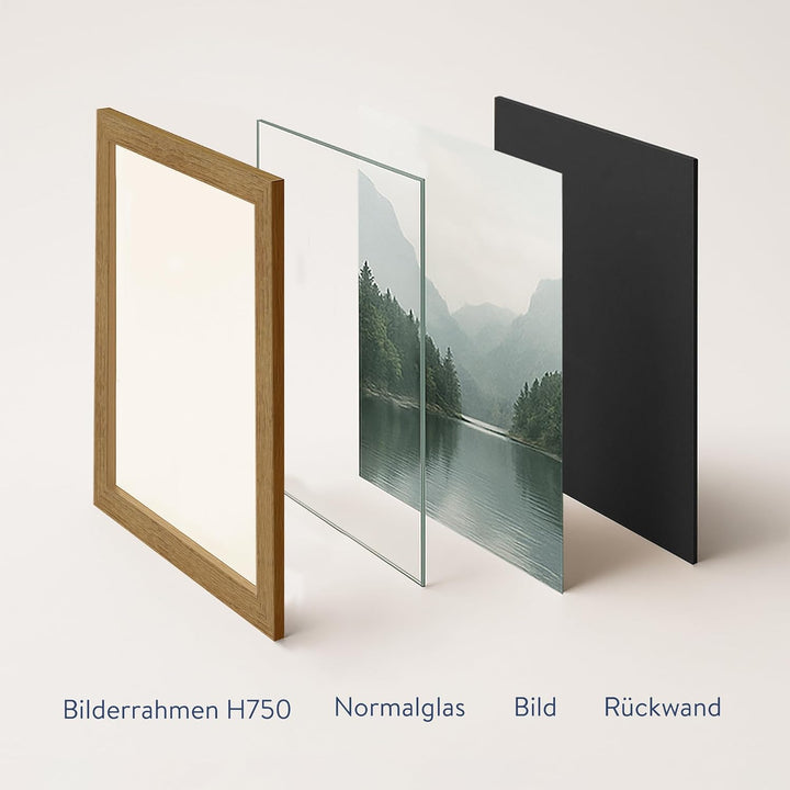 WANDStyle Bilderrahmen Strandhaus Stil 30x42cm DIN A3 I Farbe: Eiche-Optik I Fotorahmen I rustikaler