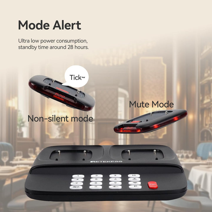 Retekess TD183 Pager System, Doppelte Ladung Restaurant Pager, 20 Untersetzer Stabil, 30H 300mAh Pag