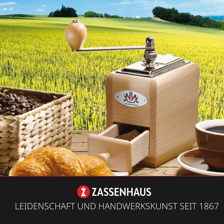 Zassenhaus 040098 Kaffeemühle Santiago, Holz, Natur, 19,8 x 8,9 x 14 cm, Braun, Braun