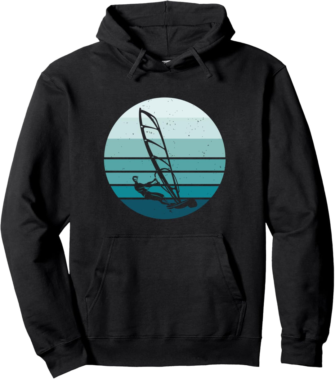 Windsurfer Windsurfer Silhouette Blau Vintage Distressed Pullover Hoodie