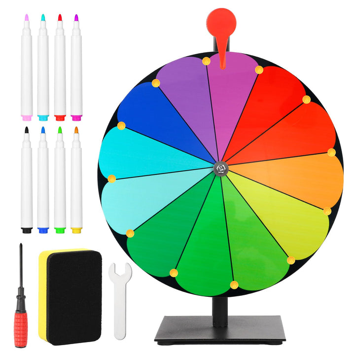 40cm Grosses Glücksrad Set, 12 Fach Tombola Rad mit Ständer Rouletterad mit Robuster Basis Tisch Glü