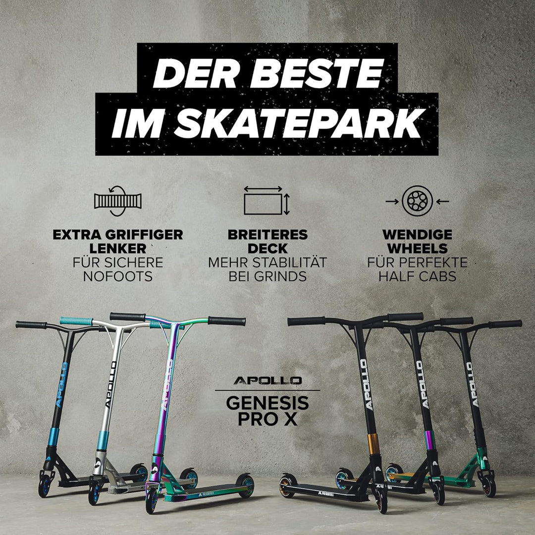 Apollo Stunt Scooter - Genesis Pro X/Pro X Competition, High End Stuntscooter, ABEC 9 Kugellager, Tr