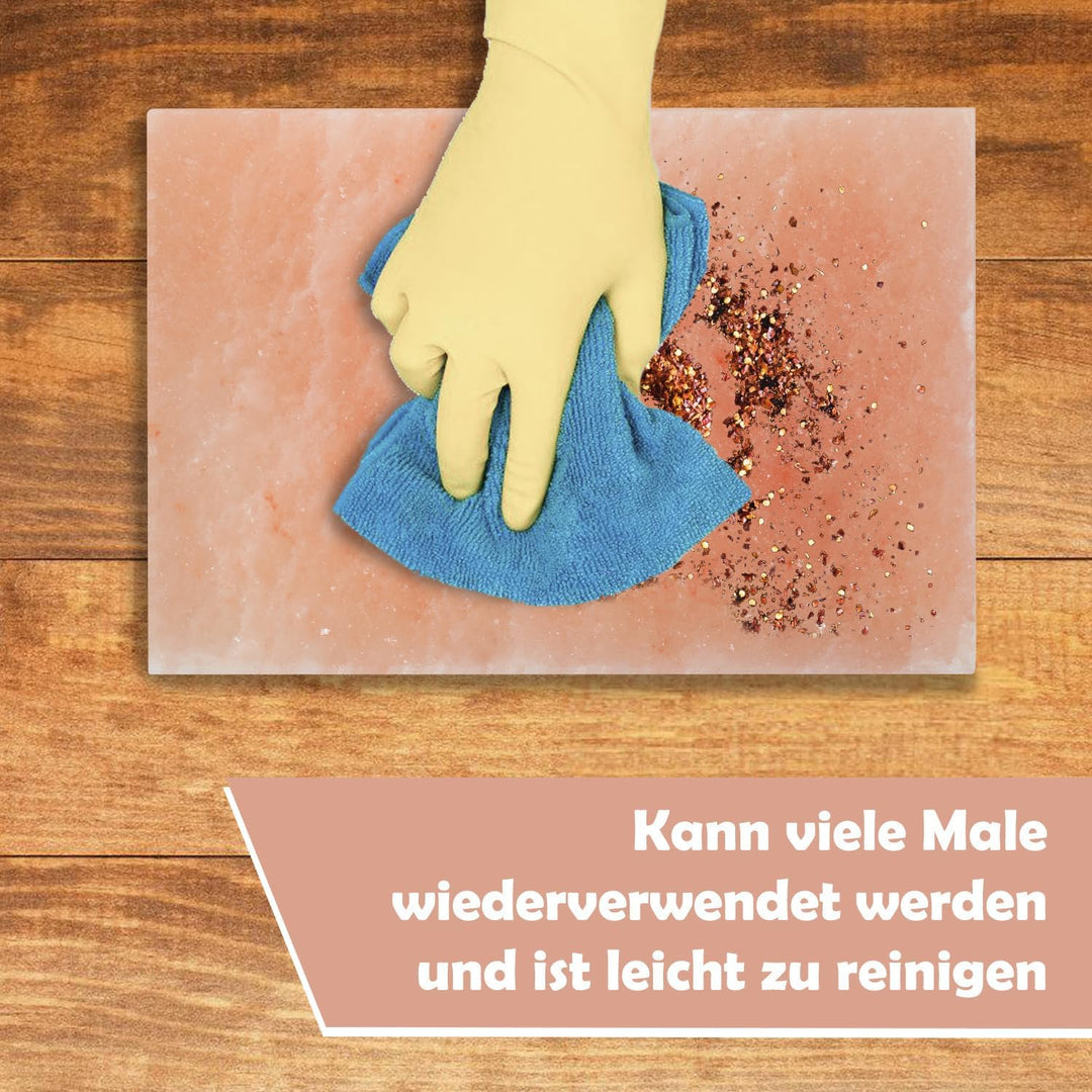 1x Pack XXL Salzstein zum Grillen, 20x30x3cm Salz Grillsteine Mit Eisenplatte, Wiederverwendbar Salz
