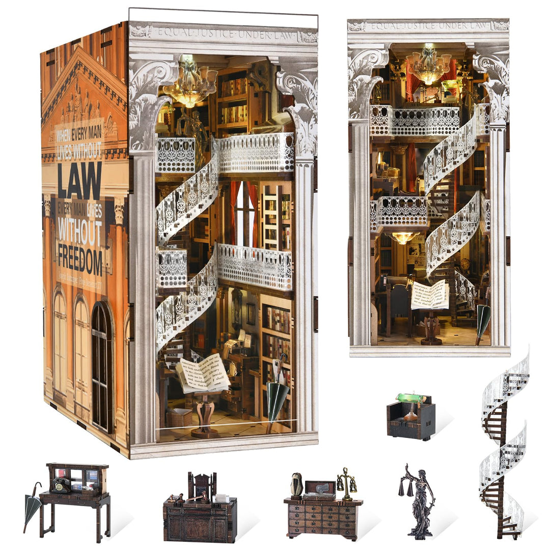 Book Nook Kit, DIY Booknook 3D Holzpuzzle Buchstütze Modellbausatz - Miniatur Haus Kit Bastelset Ges