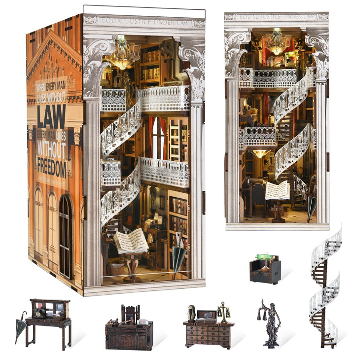 Book Nook Kit, DIY Booknook 3D Holzpuzzle Buchstütze Modellbausatz - Miniatur Haus Kit Bastelset Ges