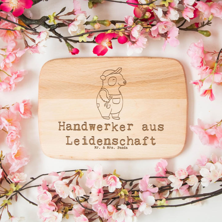 Mr. & Mrs. Panda Frühstücksbrett Handwerker Leidenschaft - Geschenk, Schneidebrett Holz, Werkstatt,